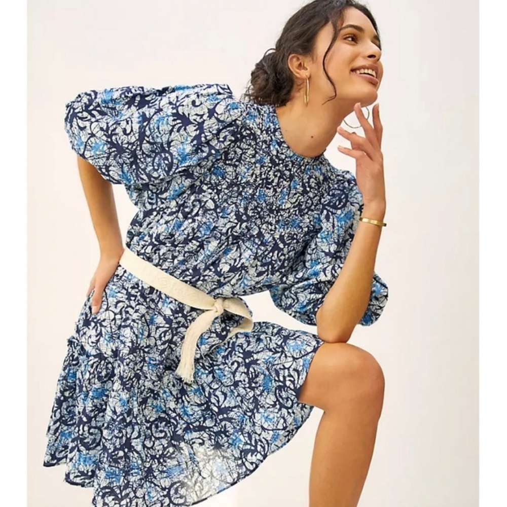 Love The Label Anthropologie Smocked Puff Sleeve Dress